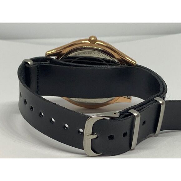 Michael Kors MK4301 Women Black Leather Analog Rose Gold Dial Wrist Watch GE181 - Picture 9 of 11